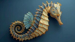 奇幻海马雕塑 色彩绚丽精美