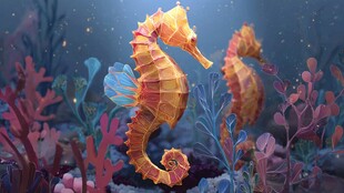 梦幻海底的绚丽海马