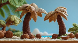 迷你棕榈树营造沙滩景致