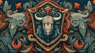牛头盾牌奇幻装饰图案