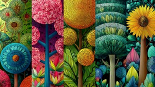梦幻多彩植物插画世界