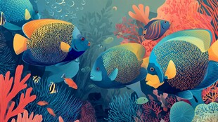 海底五彩斑斓的热带鱼世界