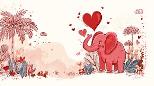 粉色大象的浪漫爱心世界