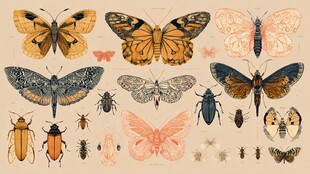 复古风昆虫插画艺术图