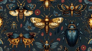 昆虫图案 复古华丽的自然之美