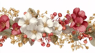 花卉装饰带 精致花朵图案