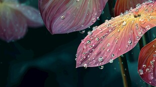 带露粉荷娇艳欲滴