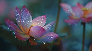 带露荷花的唯美瞬间