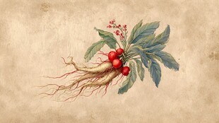 手绘人参插画 传统中药材