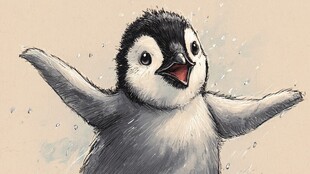 快乐小企鹅张开双臂