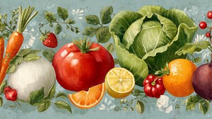 多彩新鲜蔬果组合插画