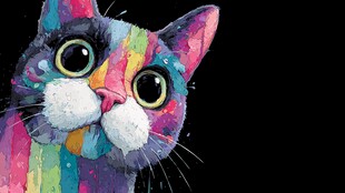 多彩涂鸦风猫咪可爱头像