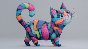 彩色拼布风可爱猫咪玩偶