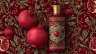 红石榴主题香氛瓶与鲜果