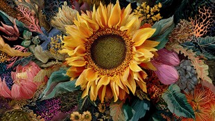 向日葵与多彩花卉组合