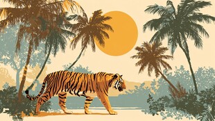 热带丛林中的独行猛虎