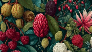 热带缤纷果实花卉插画