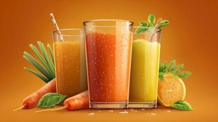 三色鲜榨果蔬汁 清新诱人