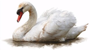优雅白 Swan 静憩水面