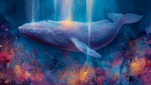 梦幻海底的遨游蓝鲸