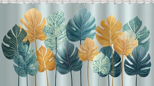 热带植物风浴帘装饰画