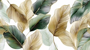 热带植物叶片无缝装饰图案