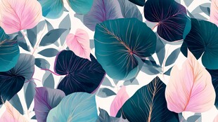 梦幻多彩叶片图案背景