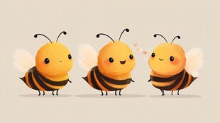 三只可爱小蜜蜂萌趣形象