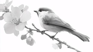 枝头小鸟伴繁花