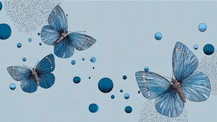 蓝色蝴蝶与圆点梦幻画面