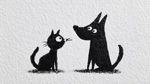 猫狗对视的可爱瞬间