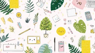 清新手绘风学习用品插画