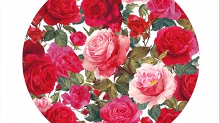 圆形玫瑰花卉图案