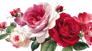 多彩娇艳玫瑰花卉插画