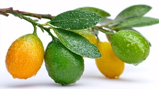 带露金桔枝 清新水果图