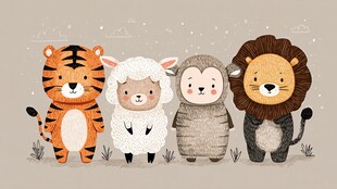 可爱动物们的温馨小聚会