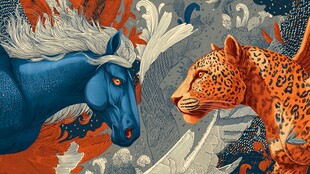 马豹对峙 奇幻艺术插画