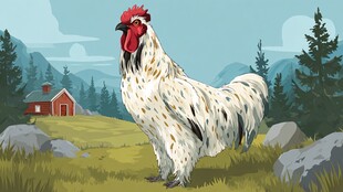 田野中的漂亮大公鸡