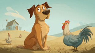 狗与公鸡在田园的奇遇
