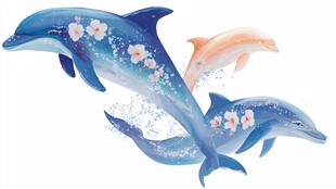 梦幻花朵海豚跃动画面