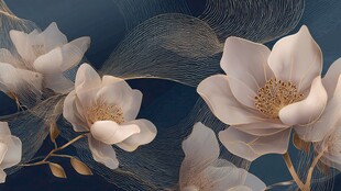 优雅玉兰花 梦幻线条背景