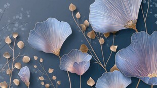 梦幻银杏叶插画背景图