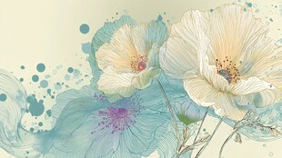 清新淡雅花卉水彩插画