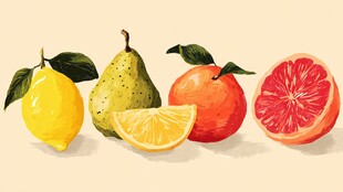 多样柑橘类水果清新展示