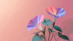 梦幻渐变牵牛花插画