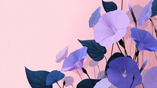梦幻蓝紫色牵牛花插画