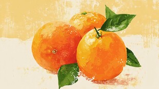 水彩画中的新鲜多汁橘子