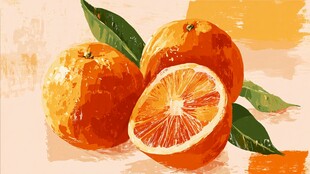 新鲜橘子插画 色彩明艳