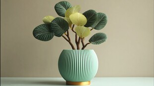 绿盆黄花植物清新摆件