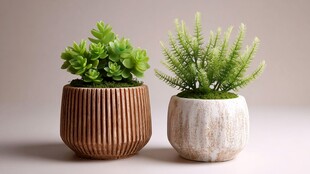 两盆别致多肉绿植小景